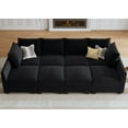 thumbnail image 1 of HONBAY Canapé Sectionnel Convertible en Velours avec Lit et Rangement pour Salon, Noir, 1 of 7