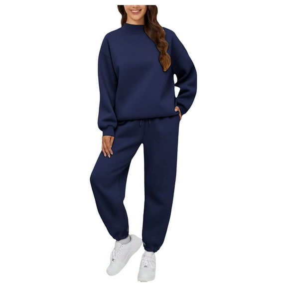 vigerkar Two Piece Sets for Women Fall Outfits Sweatsuit Sweat Sets Casual Matching Set Travel Tracksuit (Navy, L)