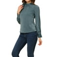 thumbnail image 4 of INSPIRE CHIC Women's Elegant Satin Shirt Bow Tie Office Work Blouses Tops, 4 of 5