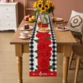 thumbnail image 2 of Red Roses Table Runner - 36 Inch Long Valentine's Day Romantic Floral Black White Plaid Cotton and Linen Blended Dress Scarves Farmhouse Table Runner for Kitchen Dining, Coffee Table, 13" x 36", 2 of 8