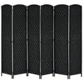 thumbnail image 2 of HOMCOM 6' Tall Wicker Weave 6 Panel Room Divider Privacy Screen - Black, 2 of 9