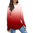 thumbnail image 5 of Eryao Thumb Hole Sweatshirts for Women Tie Dye Long Sleeve Lightweight Tops Casual Spring Crew Neck Loose Fit Tee Shirts Dupes People Free,Red,XXXL, 5 of 5
