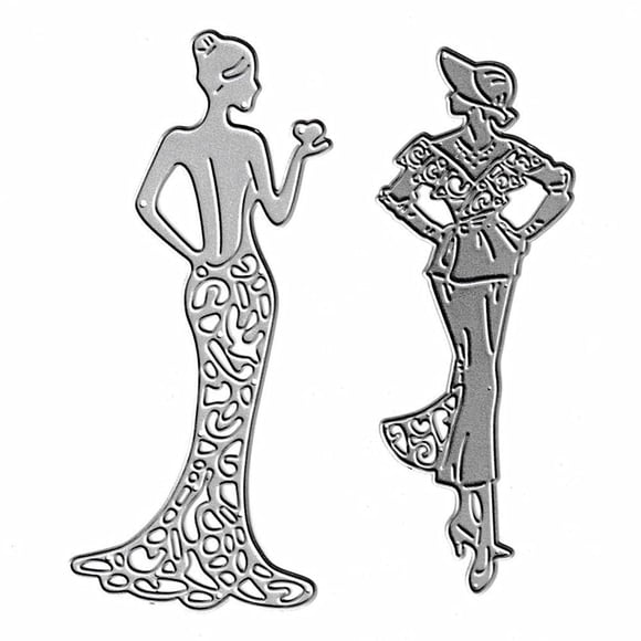 Plantillas de corte HGSALK, 2 piezas, vestido de dama, acero al carbono