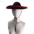thumbnail image 7 of Hsqqdc Mexican Sombrero Hat with Pom Pom Edging, Felt Wide Brim Matador Hat for Party,Daily Use, 7 of 7