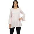 thumbnail image 4 of Phagun Women's Designer Pink Top Rayon Flounce Sleeve Loose Blouse Shirt - 4, 4 of 8