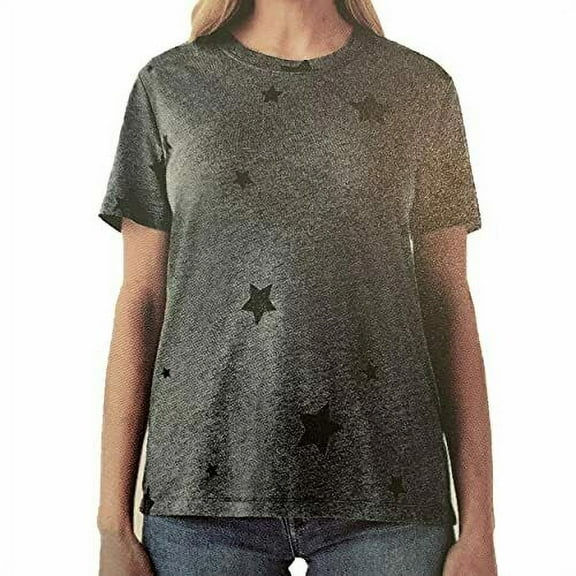 SPLENDID Women's Star Short Sleeve Shirt, Charcoal Gray Large