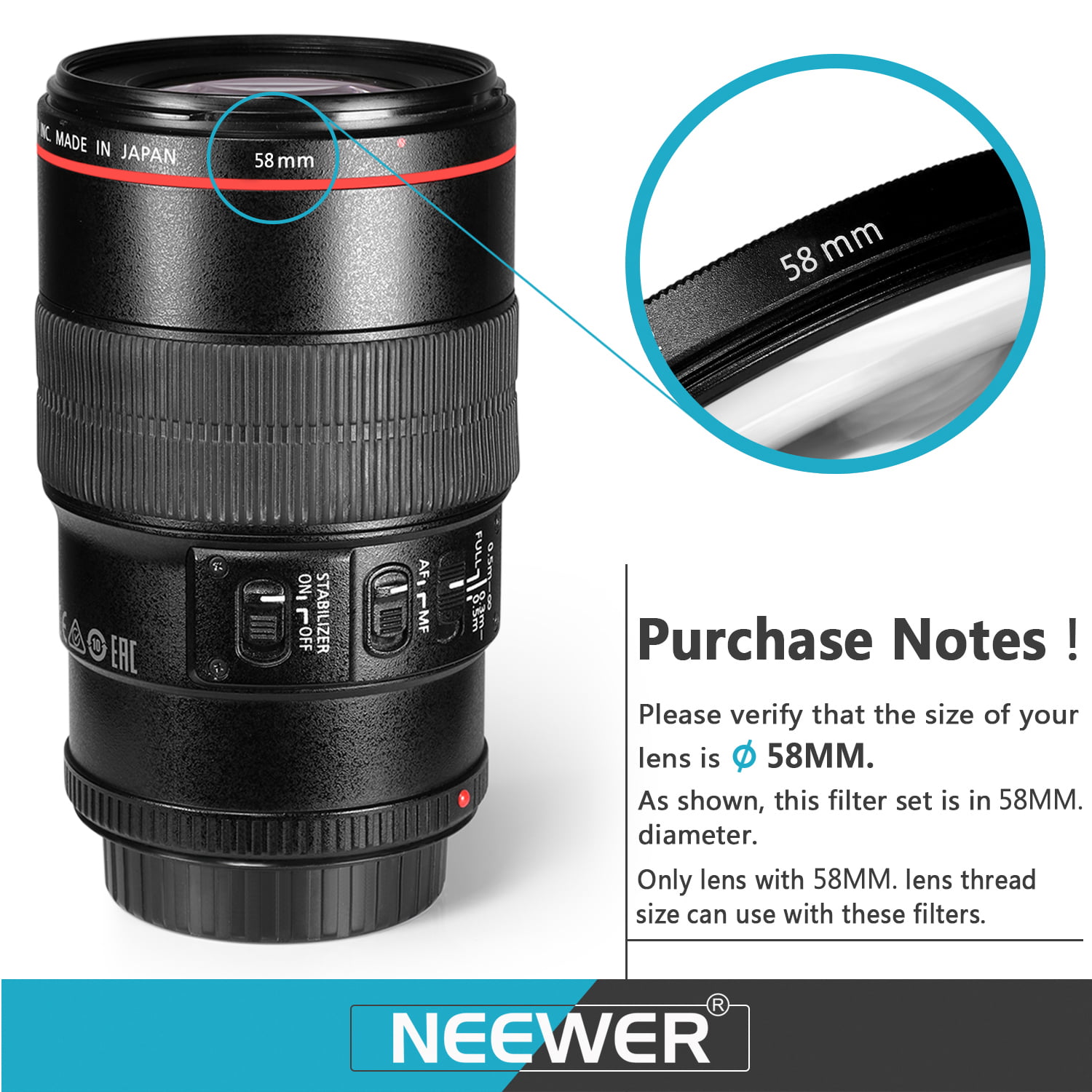 NEEWER NW-58MM COMPLETE LENS FILTER ACCESSORY KIT 