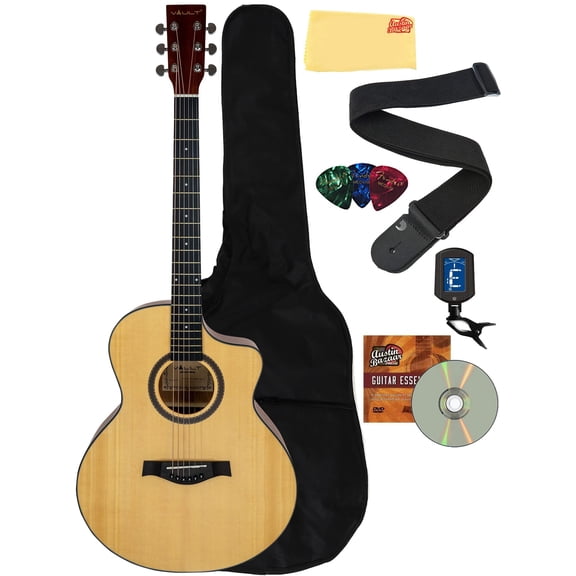 Vault EA-40 Full-Size Solid Spruce Top Cutaway Acoustic Guitar - Mahogany w/ Gig Bag