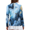 thumbnail image 2 of Yuyamidu Blue Marble Print Golf Shirts for Women Size 2XL Comfortable1/4 Zip Long Sleeve Athletic Shirts Golf T Shirts Fashion Tennis Tops, 2 of 8