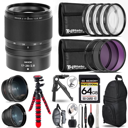Nikon NIKKOR Z 17-28mm f/2.8 Lens- 3 Lens Kit + Tripod + Backpack - 64GB Accessory Bundle