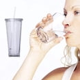 thumbnail image 4 of Reusable Tumblers with Lid and Straw, white Colored Acrylic Plastic Cups, 4 of 4