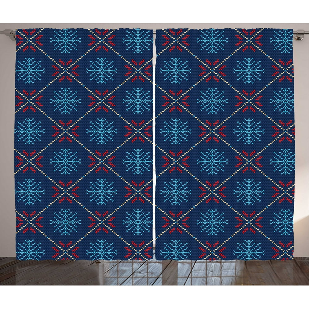 Nordic Curtains 2 Panels Set Checkered Pattern with 
