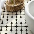 thumbnail image 6 of 10 Pcs Black White Curved Four-Leaf Peel and Stick Floor Tiles, 12x12 In Covers 10 Sq.Ft, Self-Adhesive DIY Vinyl Flooring, Removable Waterproof, Ideal for Kitchen, Bathroom, Bedroom, Home Walls, 6 of 8