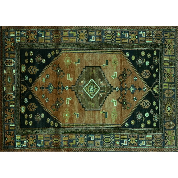 Ahgly Company Machine Washable Indoor Rectangle Persian Turquoise Blue Traditional Area Rugs, 8' x 12'