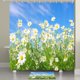 thumbnail image 3 of Cortina de ducha de primavera de Jawo, conjunto de cortina de ducha de cielo azul con margaritas blancas de flores silvestres, cortina de baño con estampado de naturaleza verde, escenario botánico del Feliz Sencillez, 3 of 4