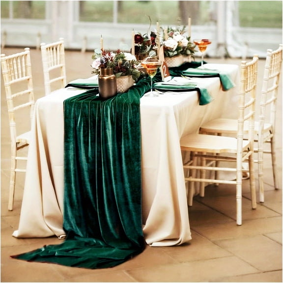 1pc Luxurious Velvet Table Runner, 120 Inches Long, Soft Polyester Rectangular Table Decor for Weddings, Bridal Showers, Thanksgiving, Christmas, and Home Parties