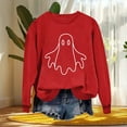 thumbnail image 4 of aohooy Shirts for Halloween Women Halloween Sweatshirts Cute Ghost Graphic Crewneck Sweatshirt Oversized Long Sleeve Pullover Tops 2025 Red,L, 4 of 4
