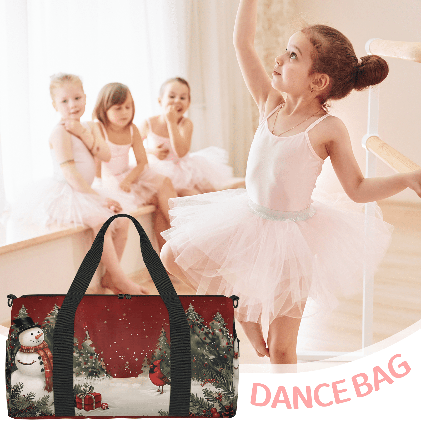 Herdesigns Christmas Travel Duffle Bag Sports Yoga Weekender Overnight Carry on Workout Bags Lightweight Waterproof Gym Tote Bag for Women