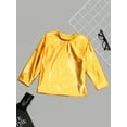 thumbnail image 5 of iiniim Girls Long Sleeve T-Shirt Shiny Metallic Dance Performance Tee Holographic Party Tops Dancewear Gold 15-16, 5 of 7
