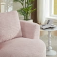thumbnail image 3 of Aukfa Swivel Accent Chair - Modern Upholstered Faux Fur Arm Chair with Plump Back Pillow for Living Room,Office,Apartment,Pink, 3 of 4