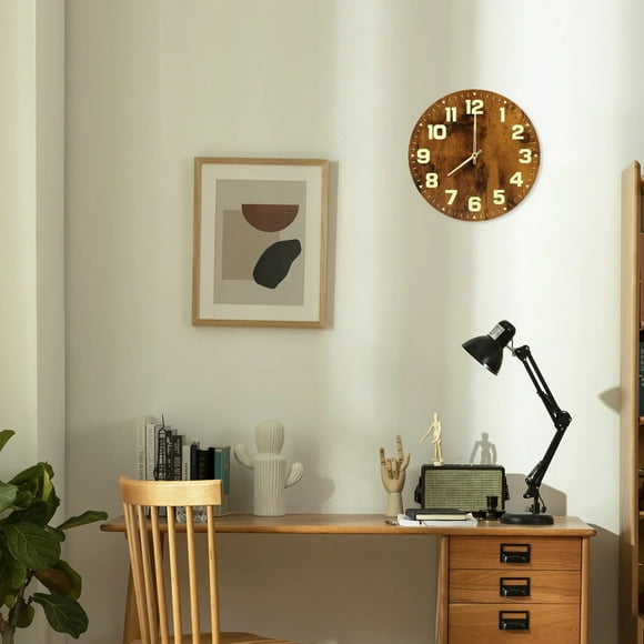 BBLCY Clearance Sales,Multi-Purpose 10 Inch Luminous Wooden Wall Clock Wooden Board Silent Clock Fiberboard Luminous Creative Fluorescent Clock