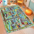 thumbnail image 1 of Ythropon Kids Rug Car Play Mat 5.2'x3.3',Train Track Kids Carpet Playmat Rug for Toy Cars,Non-Slip Educational Learning Road Play Rugs,Washable City Map Carpet Mat for Kids Room Bedroom,Sky Blue, 1 of 7