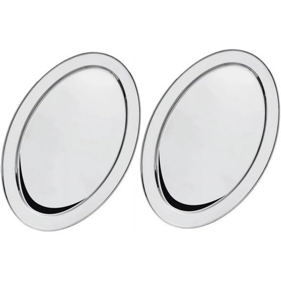 Soro Essentials – Set of 2- Stainless Steel 21" x 14" Oval Tray 7mm Thickness- Serving Tray Ideal for Serving Appetizer Charcuterie Food Snack Dessert Platters Use in Bar and Restaurants