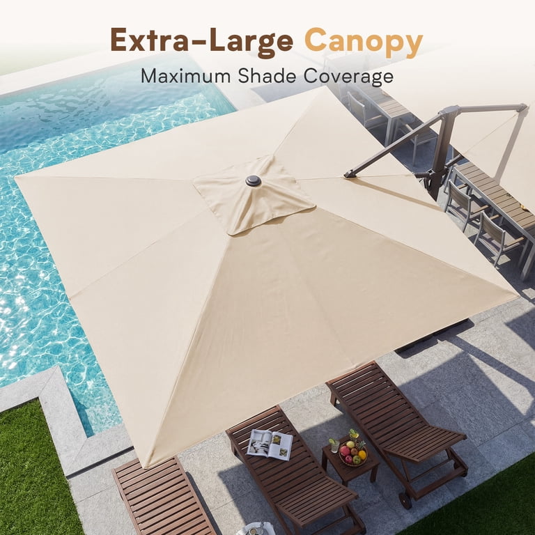extra large patio umbrella cover GRAND Double-Sided Patio with Base 10x10 ft with Umbrella Extend the life of your cantilever umbrella and keep it looking like new season after season with the Offset Outdoor Umbrella Cover by Pure Garden PFC902 - X-Large Market Umbrella