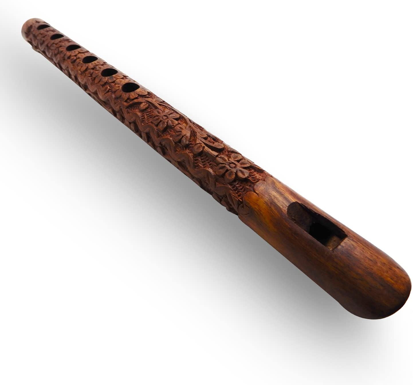 Wooden Traditional Hand Carved Flute Indian Musical Instrument for Kids