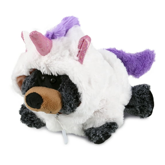 DolliBu Lying Black Bear Unicorn Plush Stuffed Animal Toy - Super Soft Bearcorn Dress Up with Removable Plush Unicorn Outfit, Cute Fantasy Wildlife Gift - 9 Inches