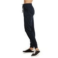 thumbnail image 3 of Sofra Women's Jersey Cotton Jogger Pants with Side Pockets for Yoga Running Workout Navy, 3 of 7