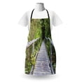 thumbnail image 3 of Wooden Bridge Apron, Footpath Road Through Forest Outside Nature Park, Unisex Kitchen Bib with Adjustable Neck for Cooking Gardening, Adult Size, Pale Ceil Blue Lime Green, by Ambesonne, 3 of 4