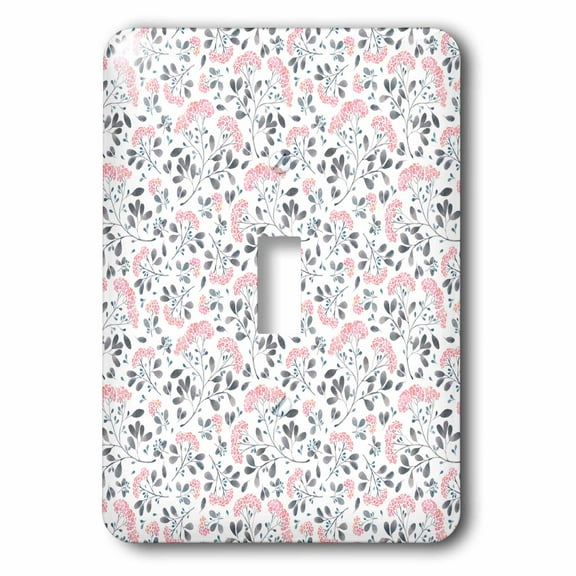 3dRose, Pretty Pink and Gray Watercolor Floral Spray Pattern, single toggle switch