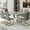 Gray Table and 6 Gray Chairs with Golden leg, variant on Sumdeal Dining Room Set,63" Modern Faux Marble Dining Table Sets for 6,7 Piece Rectangle Dining Table Set,Table and Chairs,Grey ,Set of 6
