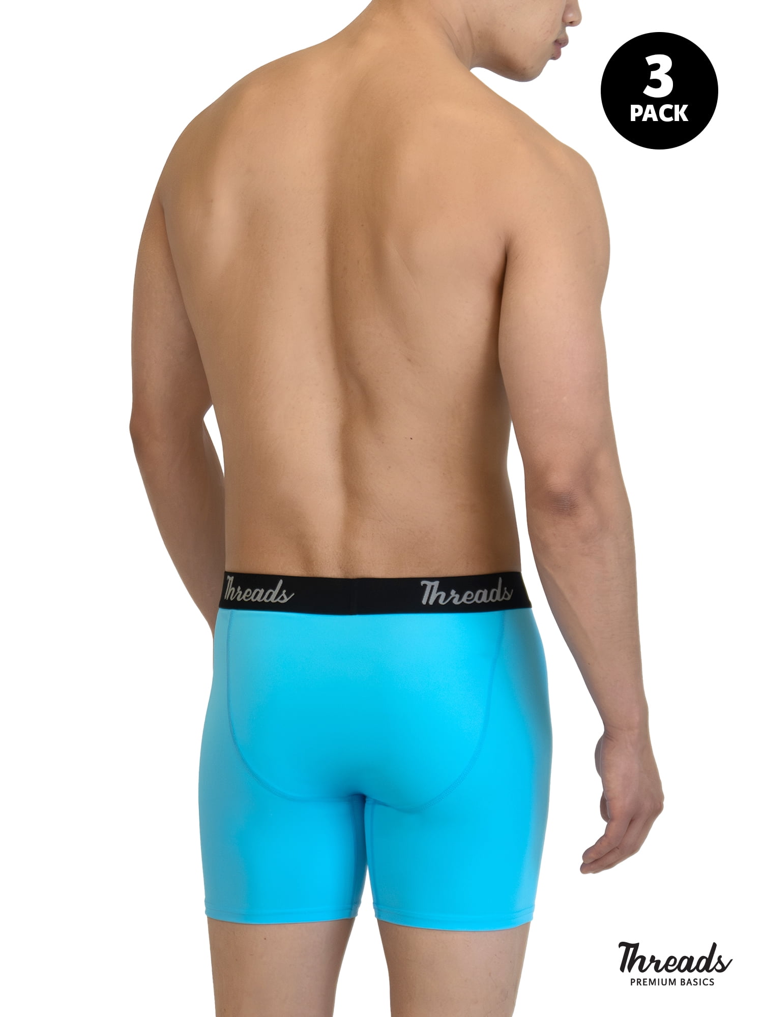 Threads Men's Underwear, 6" Ultra-Soft Premium Performance Boxer Briefs, Moisture Wicking, Anti-Odor, 3-Pack