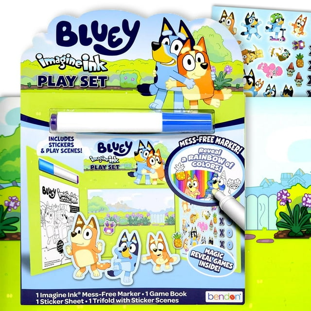 Set de colorear y pegatinas Bendon Bluey Imagine Ink Kids