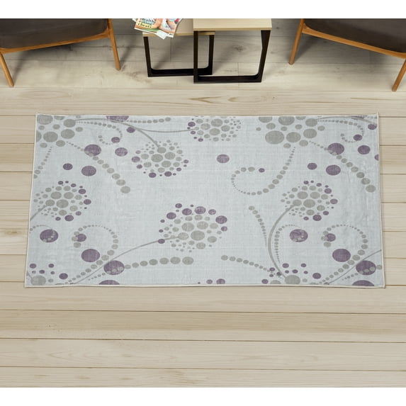Abstract Decorative Rug, Spiral Form Circular Flowers Modern Style Illustration with Polka Dots, Quality Carpet for Bedroom Dorm and Living Room, 6 Sizes, Coconut, by Ambesonne
