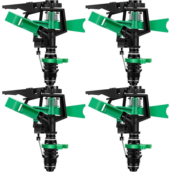 1/2 Inch Plastic Impact Sprinklers Heads Adjustable 0-360 Degree Pulsating Oscillating Watering Sprinkler Head for Garden Law Grass Yard Irrigation Supplies (4 Pieces)