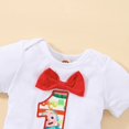thumbnail image 6 of WIBACKER Infant Baby Boy Funny 1st Birthday Cosplay Outfits Bow Tie Cartoon Themed Romper with Suspenders Pants 2pcs Set, 6 of 9