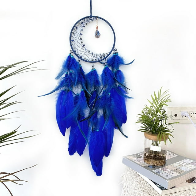 Meitianfacai Attrape-Rêves Cadeau de Guérison Attrape-Rêves Tissé Décoration Maison Pendentif, Bleu