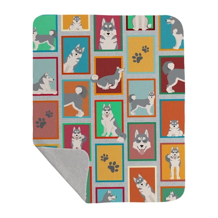 Lots of Grey Siberian Husky Quilted Blanket 50x60 50 in x 60 in
