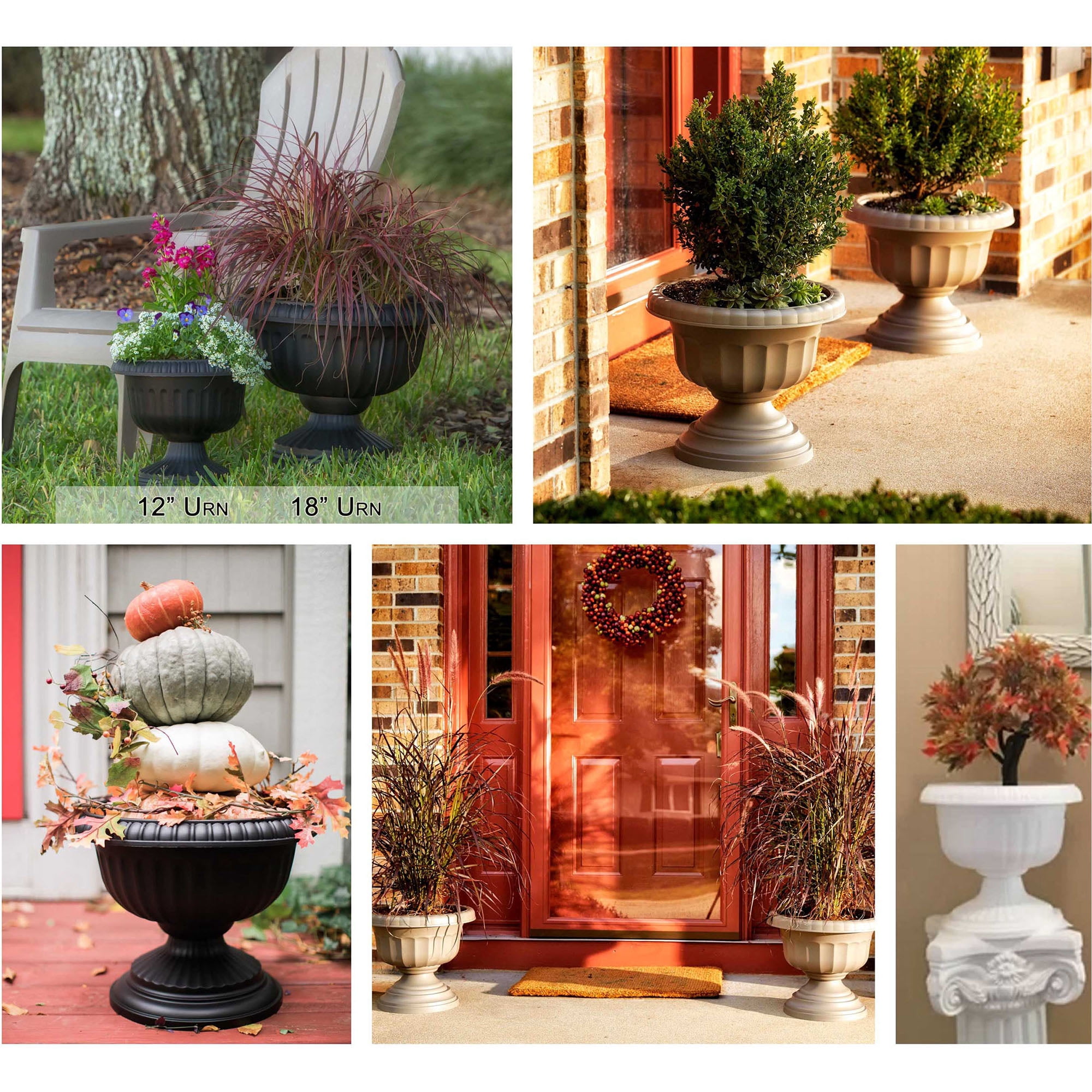 Bloem 12-in Grecian Urn Resin Planter - Charcoal Gray