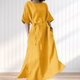 thumbnail image 4 of Vestido casual de mujer Vestido largo de algodón para mujer Vestido largo de cuello redondo Vestidos de fiesta para mujer FLhrweasw Nuevo, 4 of 9