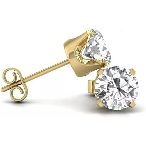 Emma Jewelry Solitaire Stud White Diamond Earring, 0.5 Ct. T.W., 14K Yellow Gold
