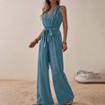 thumbnail image 4 of ABATAB Wide Leg Jumpsuits for Women Casual V-Neck Sleeveless Rompers Wide Leg Long Pants Rompers Summer Outfits, 4 of 5