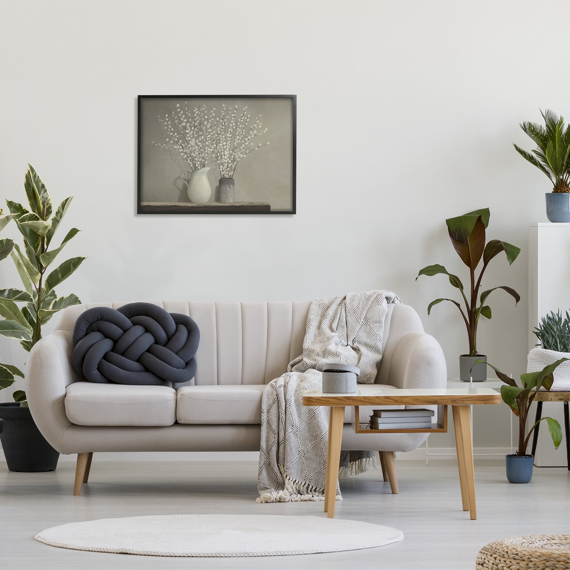 Stupell Industries Beautiful Willow Flower Neutral Grey Painting Framed Giclee Texturized Art by Ziwei Li