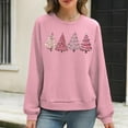 thumbnail image 5 of SYMOID Womens Christmas Tree Sweatshirt, Waffle Knit Cozy Crew Neck, Pink - Relaxed Fit Holiday Casual Top for Fall/Winter Soft Fabric,Size M, 5 of 6