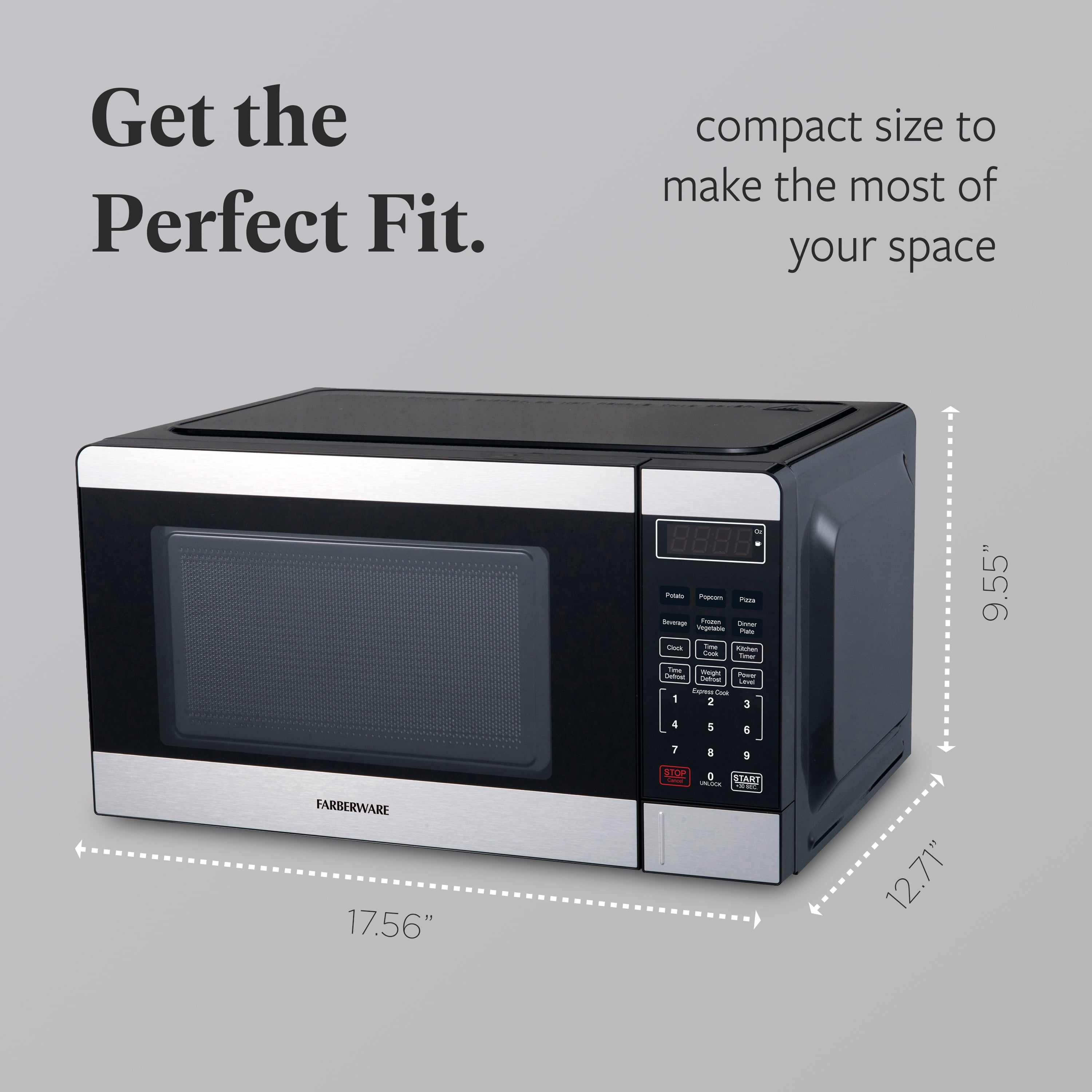 Farberware 0.7 cu ft Microwave Oven, 700W Compact Microwave Oven with Smart Sensor, Stainless Steel