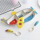 thumbnail image 5 of 3-Piece Children's Dinnerware Set Bamboo Fiber Divided Plates Spoon Fork Toddler Utensils Self-Feeding Red, 5 of 5