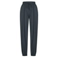 thumbnail image 4 of Women's High Waisted Drawstring Casual Pants Trousers Slacks Elastic Waistband Relaxed Fit Stretchy Solid Color Soft Comfy Lounge Wear for Home Office Travel Essentials | Aestivo,Gray L, 4 of 5